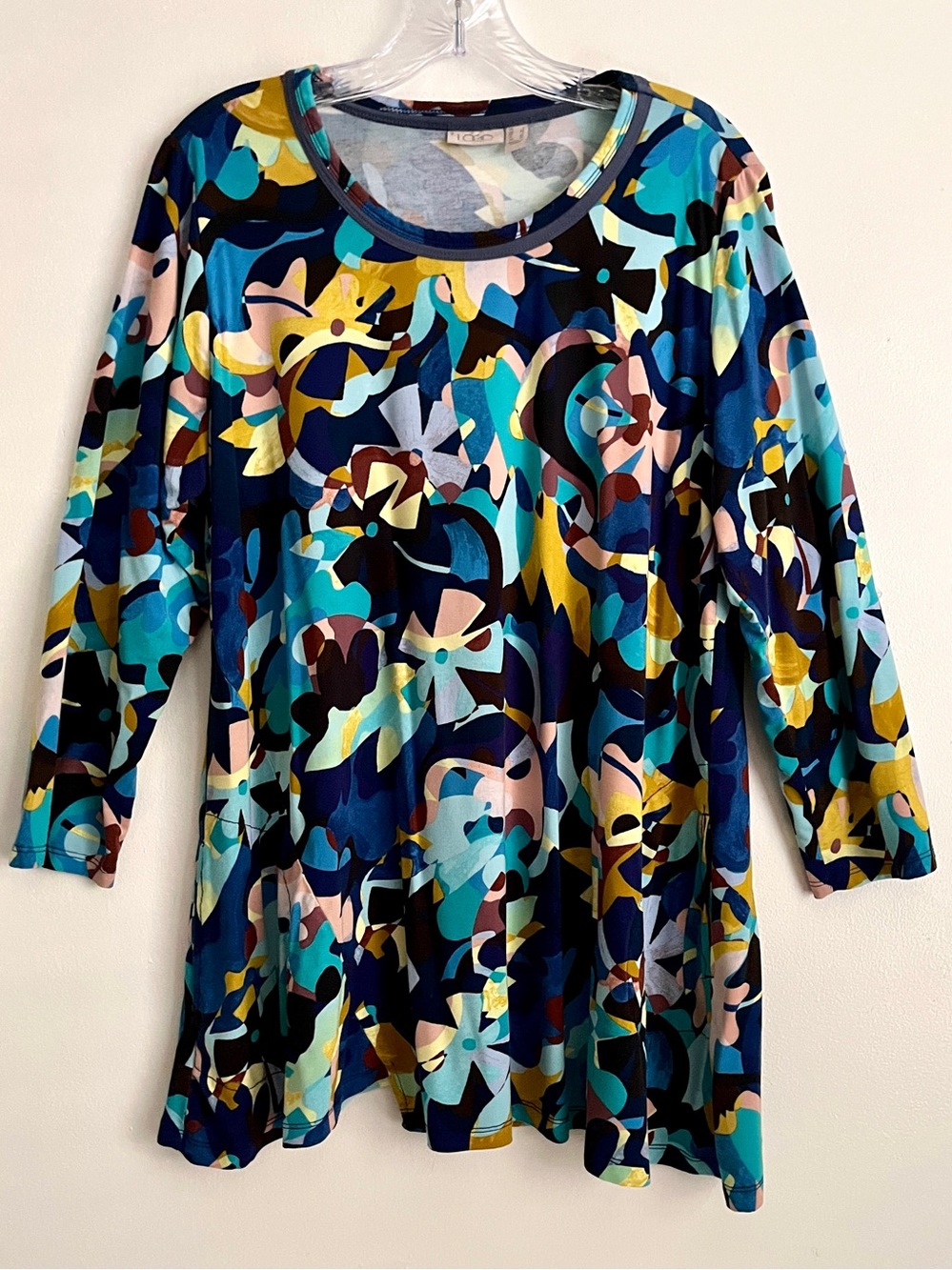 LOGO by Lori Goldstein Abstract Print Tunic L Multicolor Pockets Lagenlook